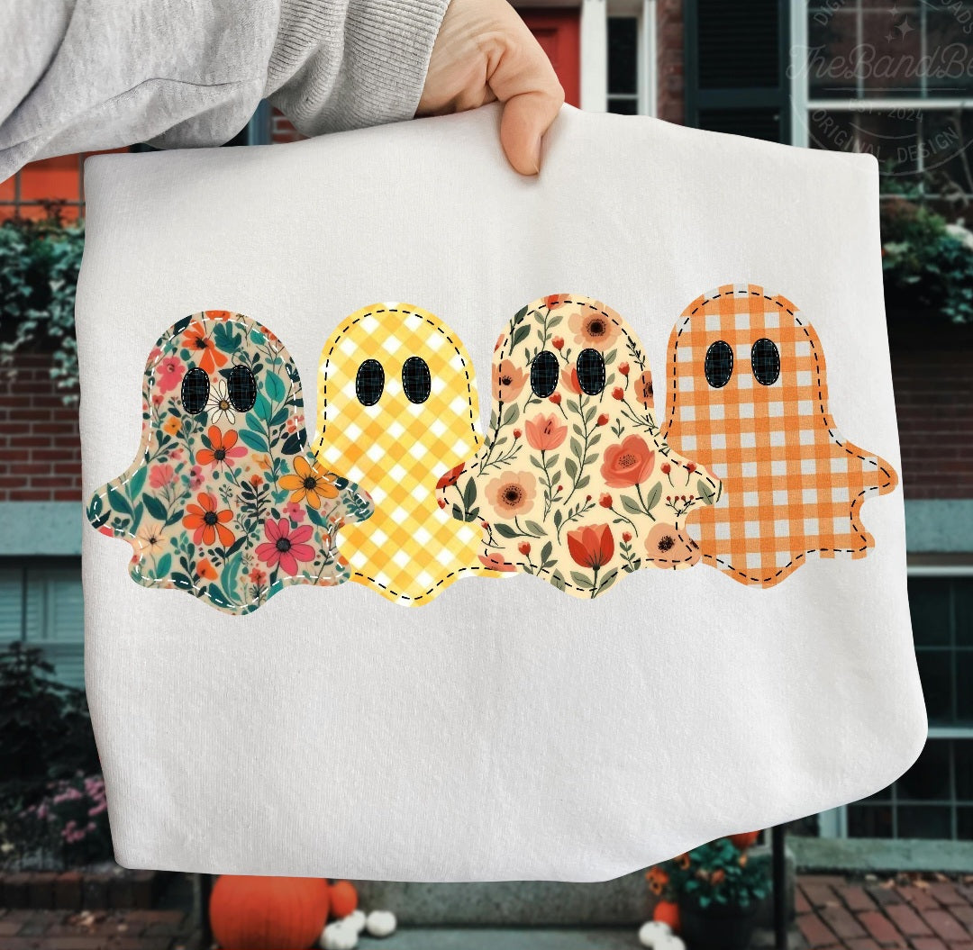 Faux Embroidered Floral Ghosts
