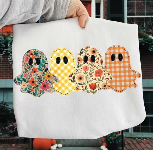 Faux Embroidered Floral Ghosts
